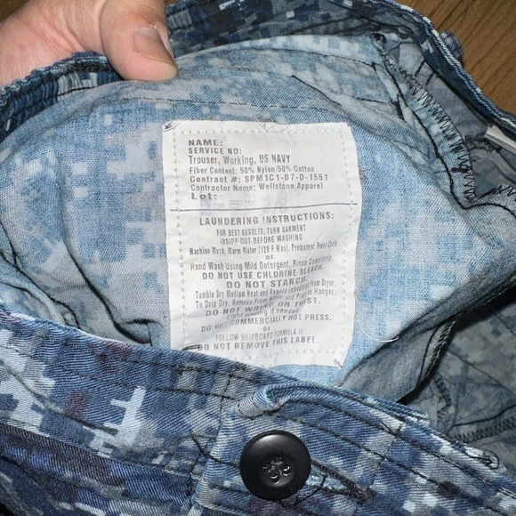 USN US NAVY BLUE Digital CAMO Cargo Military BDU Uniform Pants - SMALL LONG - Picture 7 of 8